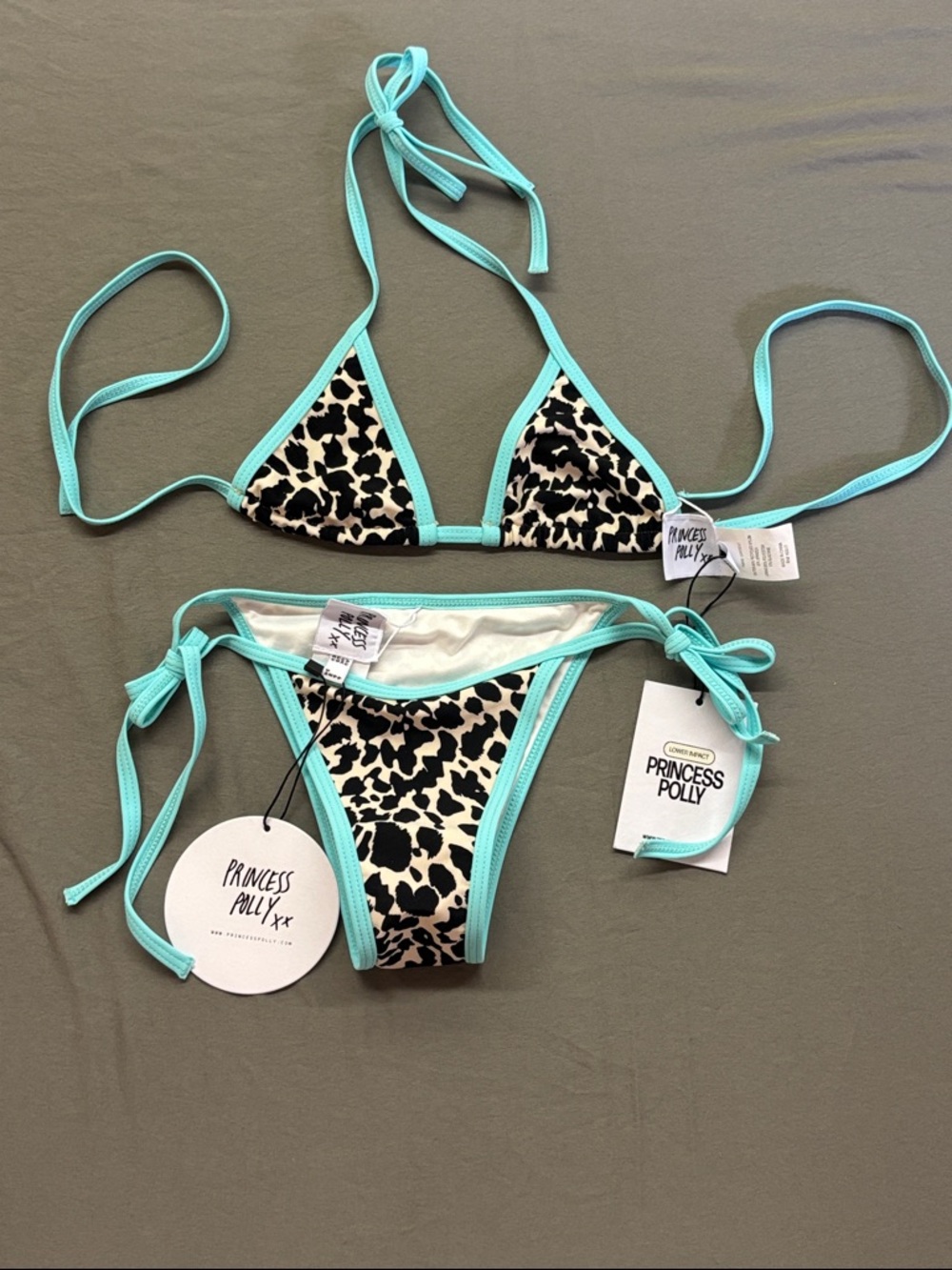Princess Polly Leopard Print Bikini with Aqua Trim